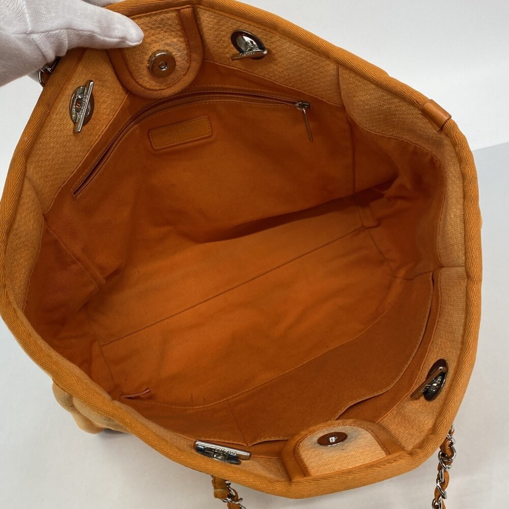 CHANEL Orange Canvas Deauville Tote Bag - Picture 4 of 12